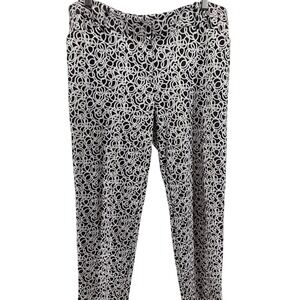 Liz Claiborne Womens Black White Geometric Link Print Ankle Pants Size 14